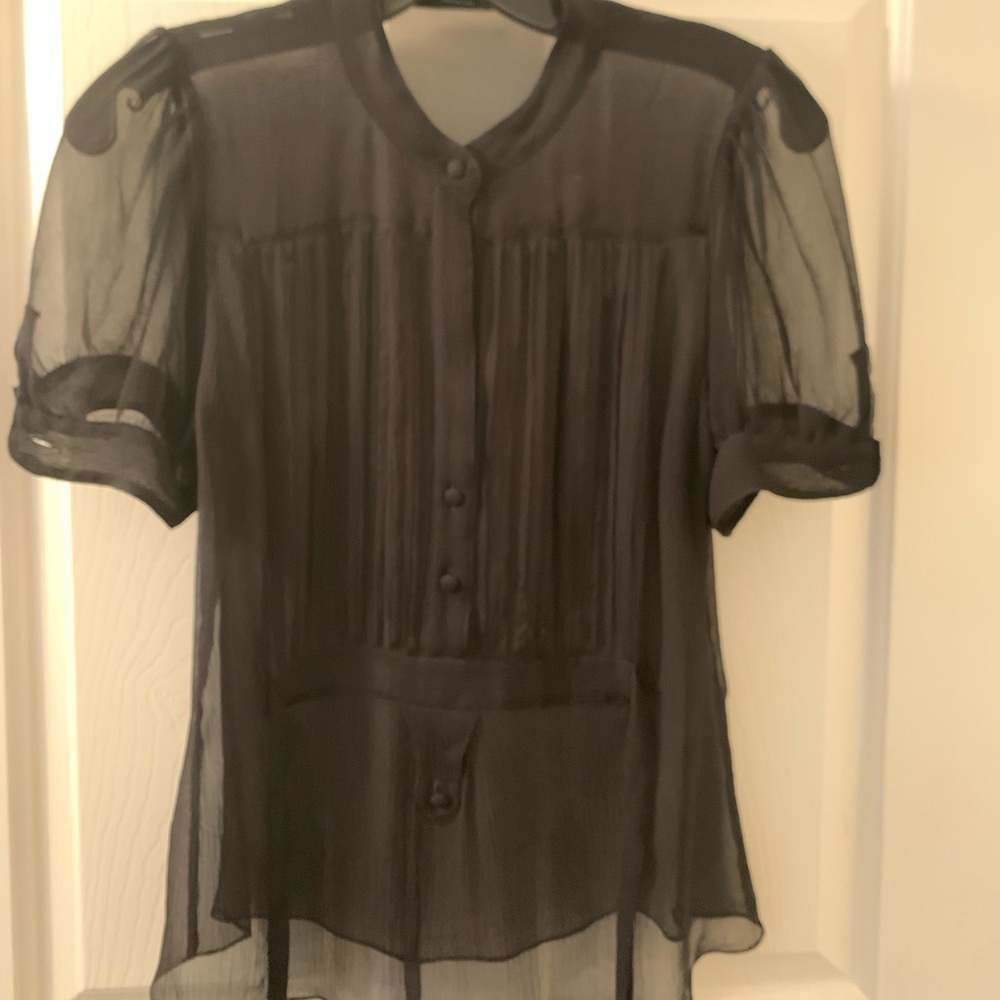 Black short sleeved sheer BCBG Maxazria Top